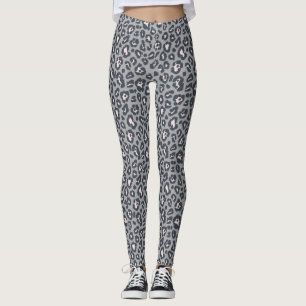 Leggings Motif Empreinte de léopard gris élégant