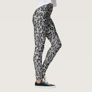 Leggings Motif Empreinte de léopard monochrome gris