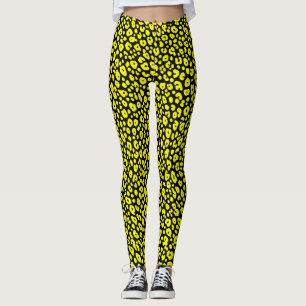 Leggings Motif Empreinte de léopard noir jaune sauvage colo