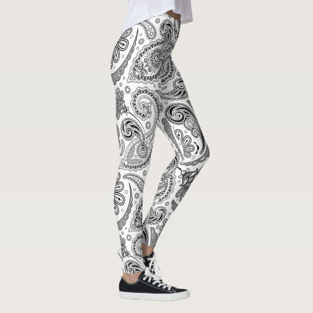 Leggings Motif en cachemire vintage noir en blanc (Droite)