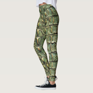 Leggings Motif en cuir crocodile vert