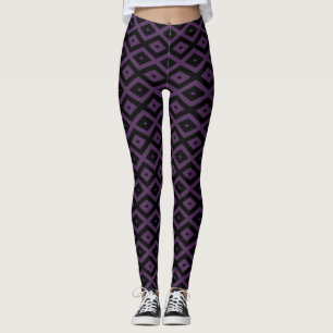 Leggings Motif en diamant noir et violet foncé