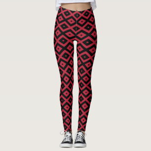 Leggings Motif en diamant rouge et noir
