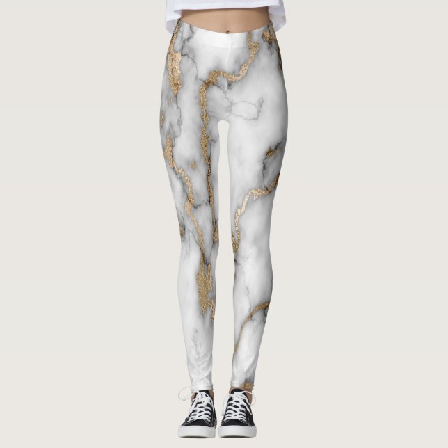 Leggings Motif en marbre blanc cool tendance (Devant)