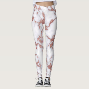 Leggings Motif en marbre de Parties scintillant en or rose 