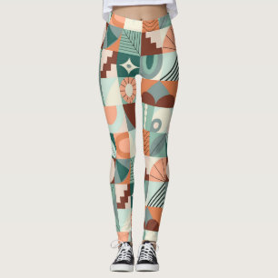 Leggings Motif en mosaïque abstrait et géométrique.
