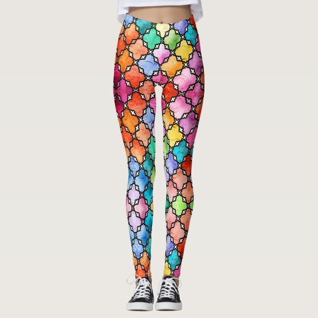 Leggings Motif en mosaïque arc-en-ciel (Devant)
