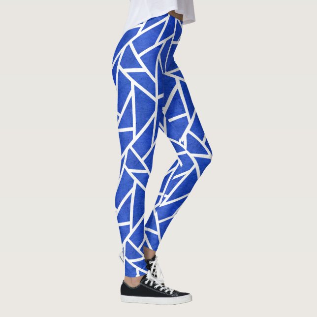 Leggings Motif en mosaïque bleue et blanche (Droite)