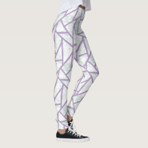 Leggings Motif en mosaïque vert clair et lavande