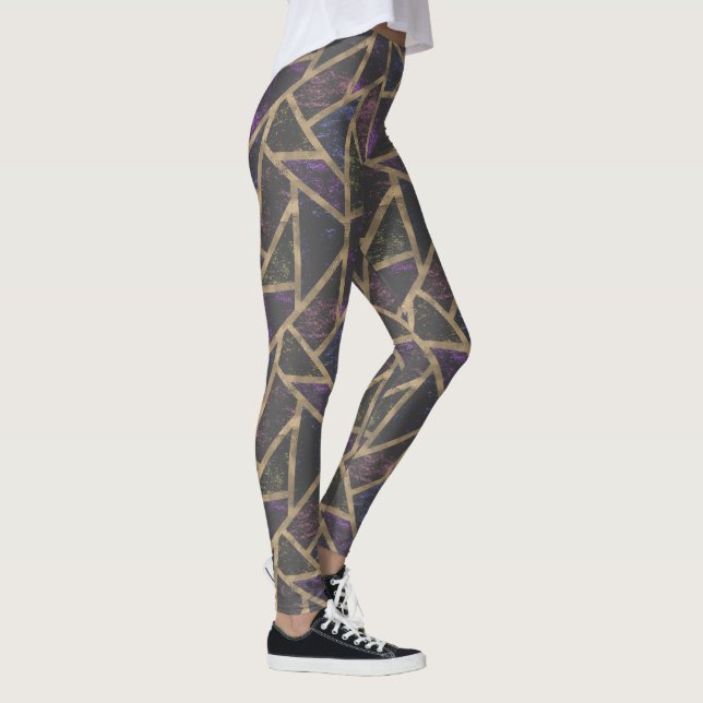 Leggings Motif en mosaïque violet et or (Droite)