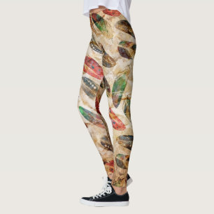Leggings Motif en plumes de Boho 