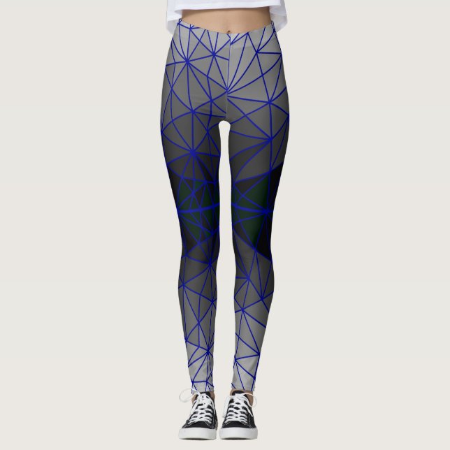 Leggings Motif en verre tendu 03.Gris.Ligne bleue BG (Devant)
