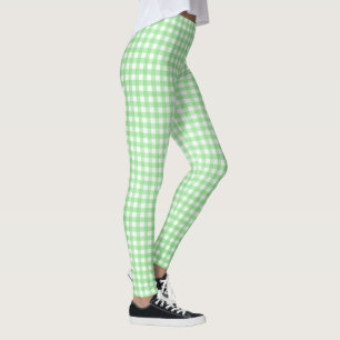 Leggings motif en vichy vert et blanc