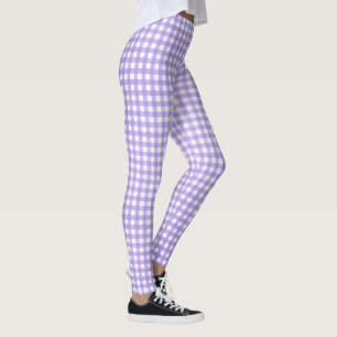 Leggings motif en vichy violet blanc