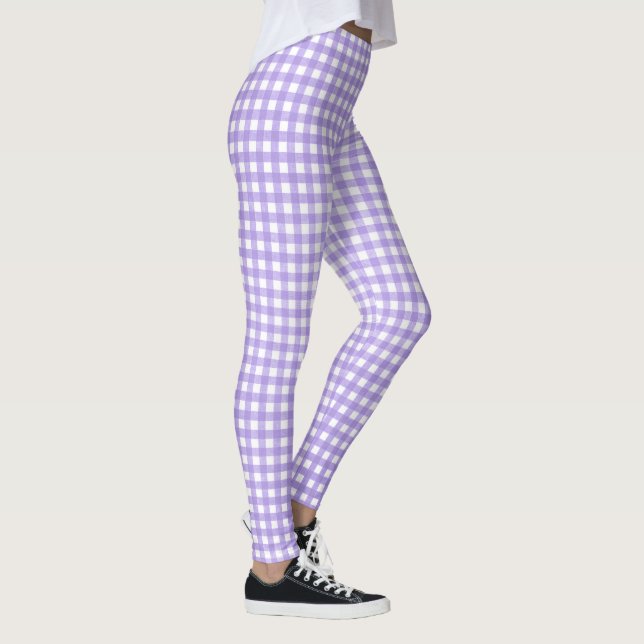 Leggings motif en vichy violet blanc (Droite)