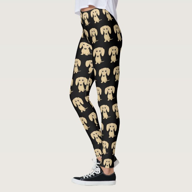Leggings Motif enduit doux crème de chien de bande dessinée (Gauche)