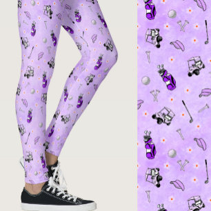 Leggings Motif fantaisiste violet sur le thème du golf