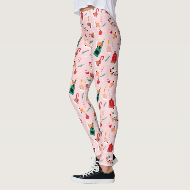 Leggings Motif Festif des Mains de Vacances (Gauche)