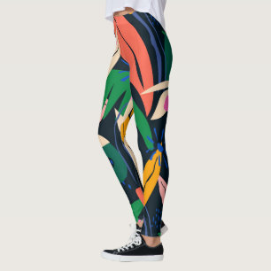 Leggings Motif feuille coloré, dynamique
