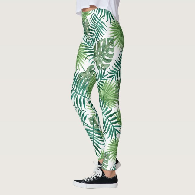 Leggings Motif Feuille exotique vert (Gauche)