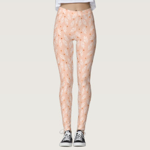 Leggings Motif Feuille moderne Apricot rose
