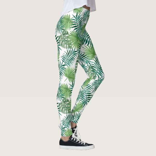 Leggings Motif Feuille Tropical Green Palm (Droite)