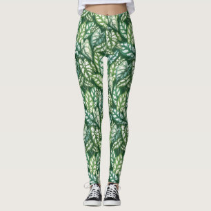 Leggings Motif Feuille vert tropical