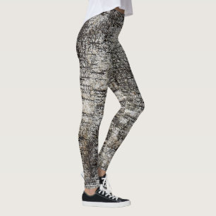 Leggings Motif fissuré de l'écorce d'oiseaux rustique