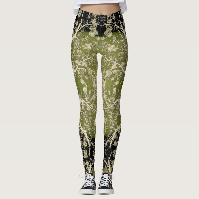 Leggings Motif fleurissant de branches (Devant)