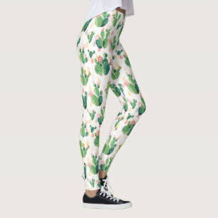 Leggings Motif fleurissant de cactus d'aquarelle mignonne