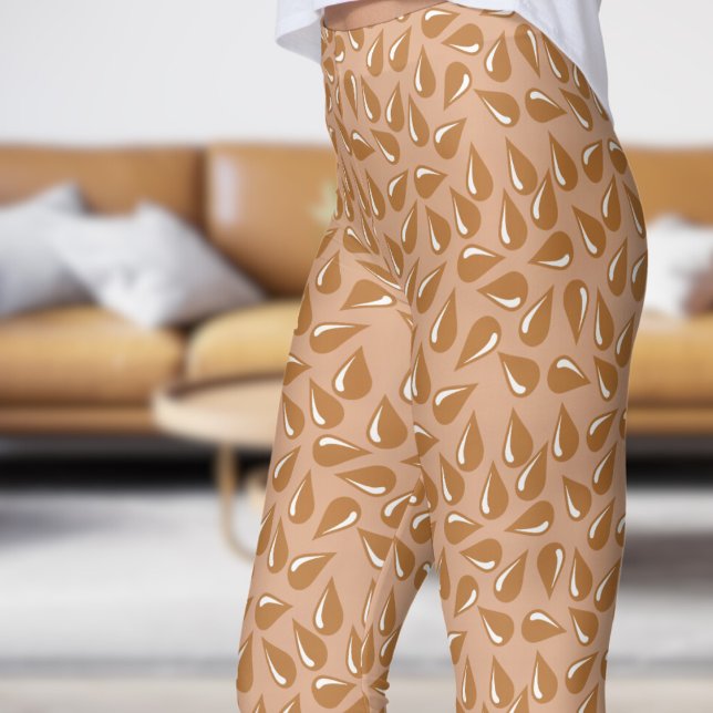 Leggings Motif Flick Brown Tumbleweed (Modern Tumbleweed Brown Flick Pattern Leggings)