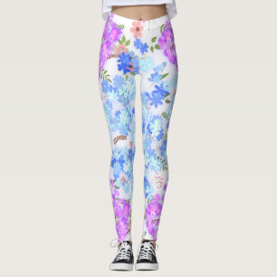 Leggings motif floral aux teintes pastel