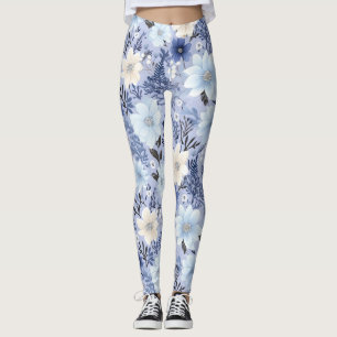 Leggings Motif floral bleu clair