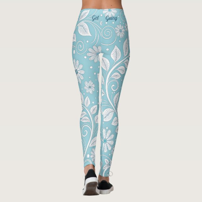 Leggings Motif floral bleu pastel (Dos)