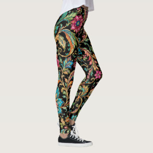Leggings Motif floral bohémien persan vibrant