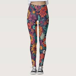 Leggings Motif floral, Bouquet de fleurs colorées