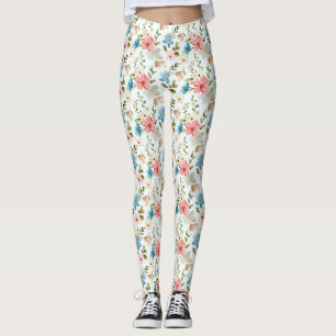 Leggings Motif floral de fleurs sauvages à l'aquarelle