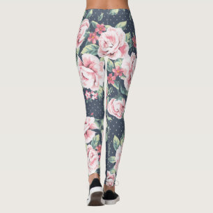 Leggings Motif floral de roses roses romantiques