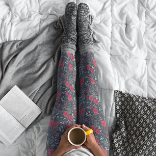 Leggings Motif floral élégant Noël Holiday 