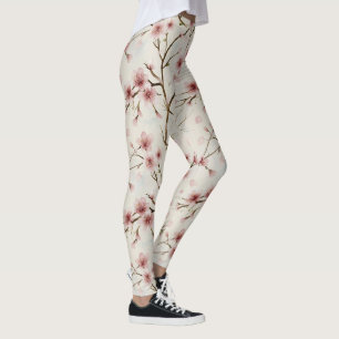 Leggings Motif floral japonais rose de cerisier en fleurs