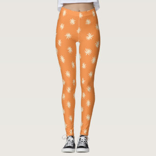Leggings Motif floral orange vibrant bio pétillant