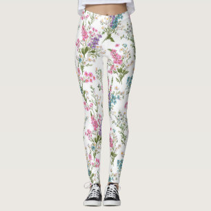Leggings Motif floral pastel de fleurs sauvages de printemp