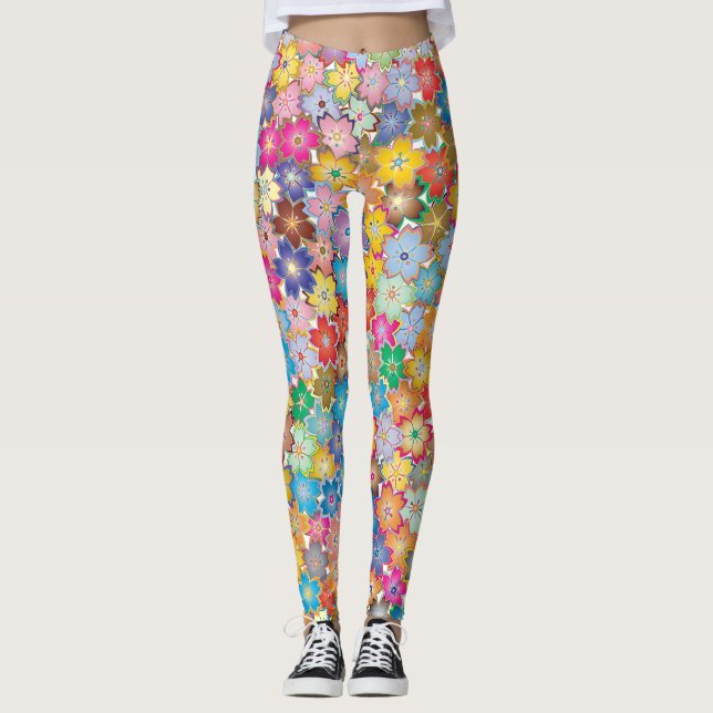 Leggings motif floral pour légumineuses classiques (Devant)