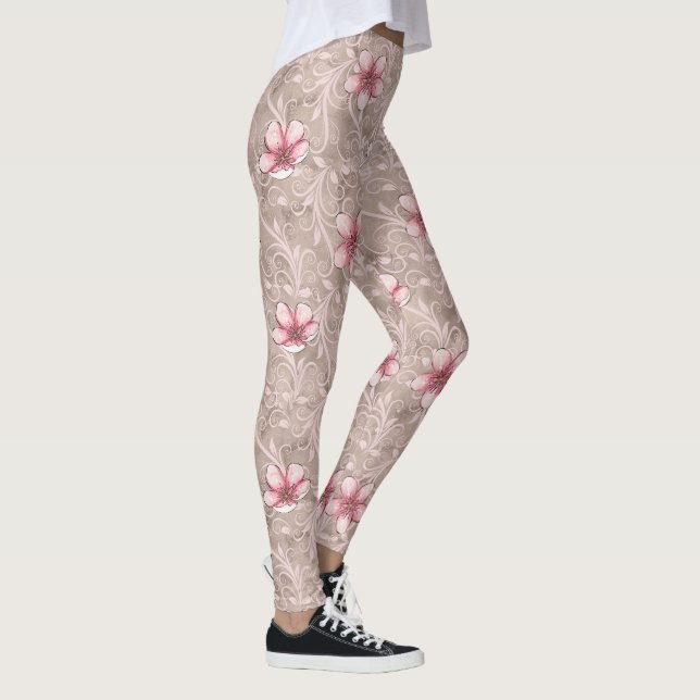 Leggings Motif floral rose (Droite)
