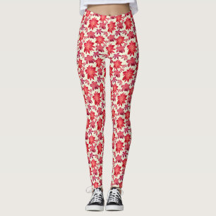 Leggings Motif floral rose rouge sans couture Dark Aestheti