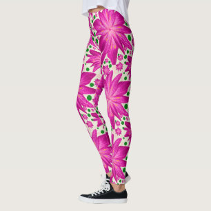 Leggings Motif floral rose vif sans couture