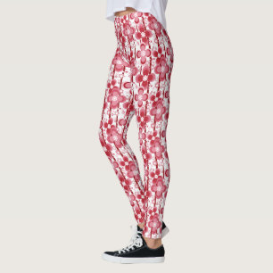 Leggings Motif floral rouge et blanc