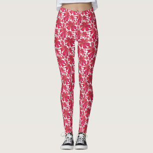 Leggings Motif floral rouge sans couture, répétition de fle