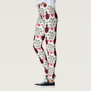 Leggings Motif floral sans couture de coccinelle mignonne