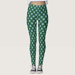Leggings Motif floral vert et blanc